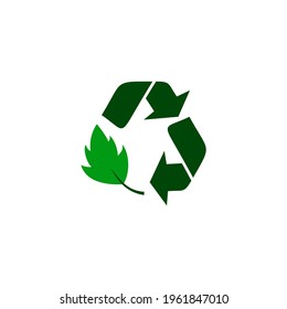 logo de la hoja de reciclaje, iconos ecológicos verdes sobre fondo blanco