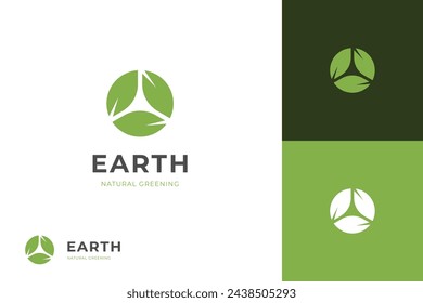 recycle leaf logo icon design with circle foliage graphic concept, recycling ecology vector logo template