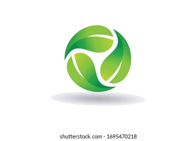 recycle leaf logo. reuse nature material for good environment