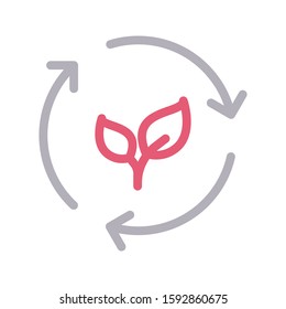 recycle leaf vector color line icon  