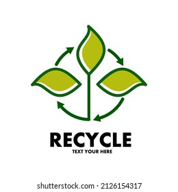 Recycle leaf vector logo template. This design use arrow and rotation symbol. Suitable for environment.