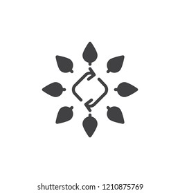 Recycle leaves vector icon. filled flat sign for mobile concept and web design. Leaves and recycling arrows simple solid icon. Ecology symbol, logo illustration. Pixel perfect vector graphics