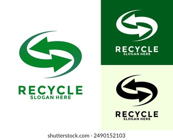 Recycle with letter S, recycling ecology logo, eco and save planet logo vector template