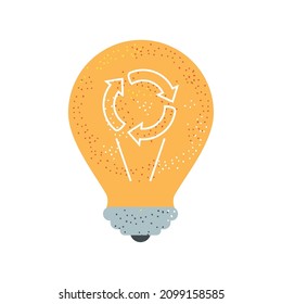 recycle light bulb icon flat