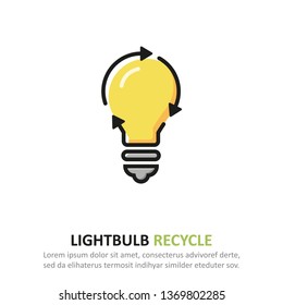 Recycle lightbulb icon in a flat design. Vector illustration