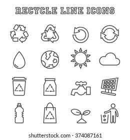 recycle line icons, mono vector symbols
