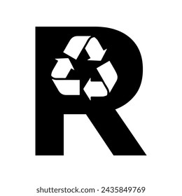 Recycle logo combine with letter R vector template