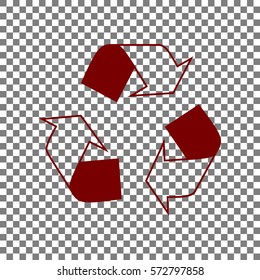 Recycle logo concept. Maroon icon on transparent background.