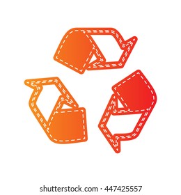 Recycle logo concept. Orange applique isolated.