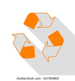 Recycle logo concept. Orange icon with flat style shadow path.