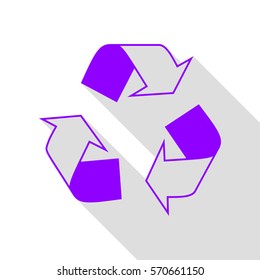 Recycle logo concept. Violet icon with flat style shadow path.