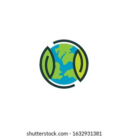 recycle logo design. recycle leafs with globe vector illustration for company zero waste campaign graphic template