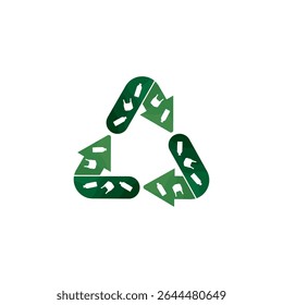 Recycle logo icon, Recycle logo with plastic bottle and  plastic bag. Recycle bag. Stop Plastic Pollution icon. World Environment day concept vector