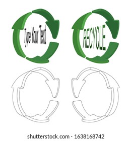 Recycle Logo Icon Template Vector Design. Recycle Logo Or Sign Isolated On White Background