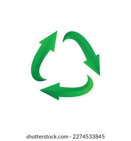 Recycle Logo. Recycle Icons. Recycle Symbols. Triangle Logo Design. Recycling logo modern. Go Green triangle arrow in green gradient color logo, icon symbol vector illustration 
