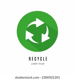 Recycle logo. Illustration of recycle in flat. Stock vector.
