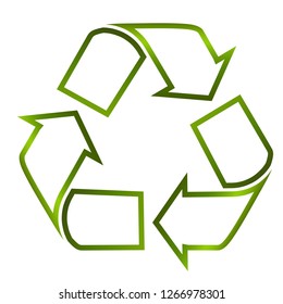 Recycle logo line art green icon recyclable product symbol isolated on white background. Vector illustration