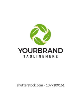 Recycle Logo made from leaves logo design concept template vector