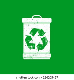 Recycle logo on trashcan, dustbin, vector illustration