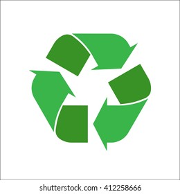 recycle logo on a white background. green environmental sign. simple vector illustration. green vector isolated
