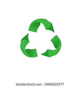 Recycle logo symbol from the green leaf on white