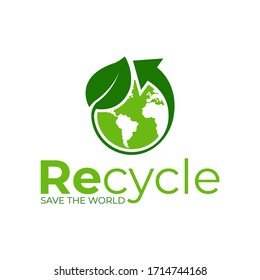 Recycle logo template, Save the world logo idea, Earth logotype, Sustainable earth logo, Ecology logo
