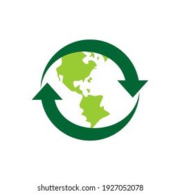 Recycle logo template, Save the world logo idea, Earth logotype, Sustainable earth logo