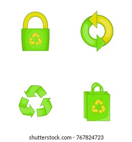 Recycle material icon set. Cartoon set of recycle material vector icons for your web design isolated on white background