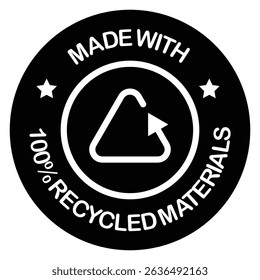 Recycle materials icon Flat outline fill black and white