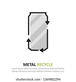 Recycle metal icon in a flat design. Vector illustration
