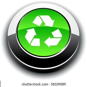 Reciclar un icono circular vibrante 3d metálico.