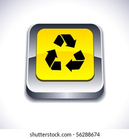 Recycle metallic 3d vibrant square icon.