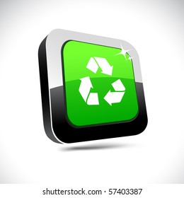 Recycle metallic 3d vibrant square icon.