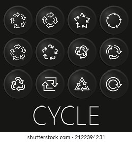 Recycle minimal vector icon on 3D button isolated on black background. Premium Vector
