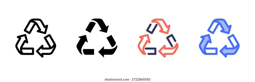 Conjunto de iconos de estilo múltiple de reciclaje