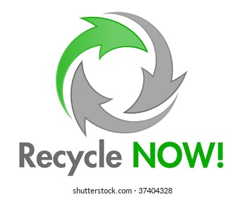 Recycle NOW Vector Design Element in Green and Grey