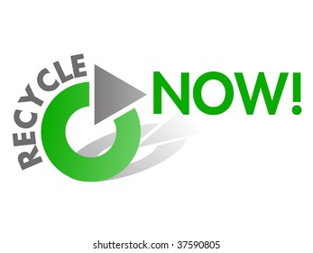 Recycle NOW Vector Design Element in Green and Grey