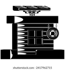 Recycle office with solar panel silhouette. Vector illustration with sustainability theme and silhouette style.