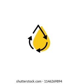 recycle oil drop fresh clean logo icon vector simple line outline monoline color fill style