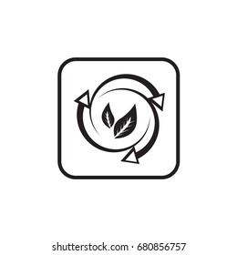 recycle organic within a square, icon design, isolated on white background.