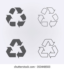 Recycle outline symbol set . Vector illustration