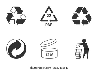 Recycle Packaging Icon Set Universal Recycling Stock Vector (Royalty ...