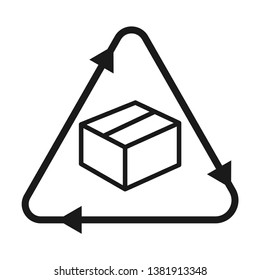 Recycle packaging supplies icon. Reduce plastic use, campaign. Line vector. Isolate on white background.
