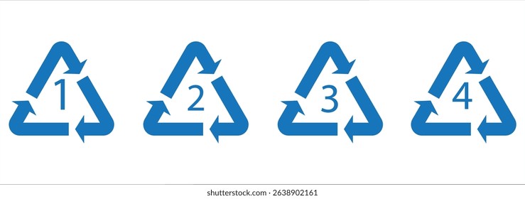 Recycle and Packing icons set sign and symbol. Recycle sign or Packaging sign. The universal recycling symbol isolated. Variety colors Recycle and Packing types of a design. Vector illustration.