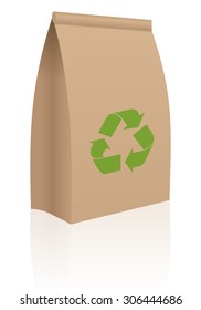 Recycle paper bag on a white background.