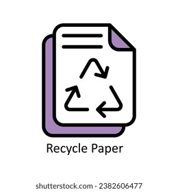 Recycle Paper vector Filled outline Design illustration. Symbol on White background EPS 10 File 
