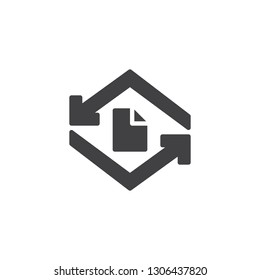 Recycle paper vector icon. filled flat sign for mobile concept and web design. Recycling file document simple solid icon. Symbol, logo illustration. Pixel perfect vector graphics