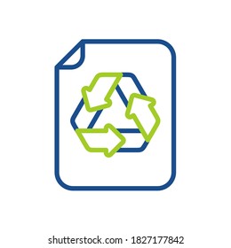 Recycle paper vector icon in line style isolated on white background. Illustration design, fit for nature, environment, recycling and ecology