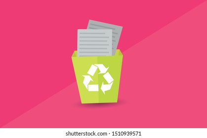Sistema de diseño plano del símbolo de reciclado del vector del papel reciclado