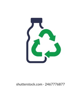 Recycle PET bottle icon on white, recycling plastic vector